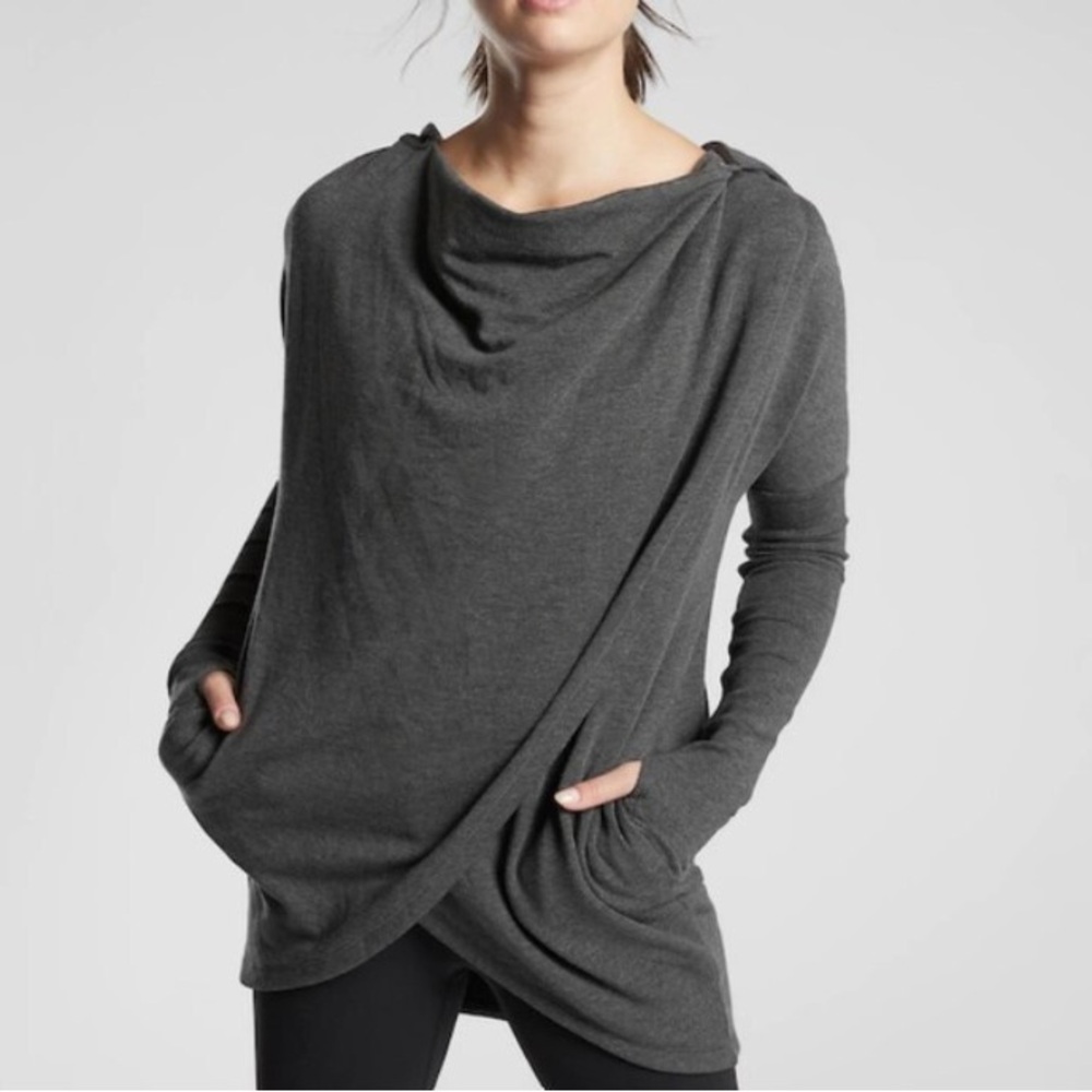 NWT Athleta Gray Purana Wrap Sweatshirt XS Petite